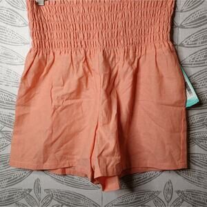 Common Sense Saskia Smocked Waist Shorts Orange Cotton NEW Coral Stitch Fix